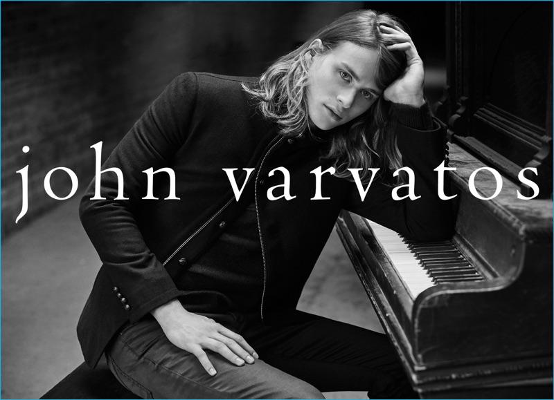 Nicola Wincenc poses for a black & white portrait, wearing a tailored jacket from John Varvatos. » Fall Style Update: Discover John Varvatos' Latest Fashions Nicola Wincenc poses for a black & white portrait, wearing a tailored jacket from John Varvatos.