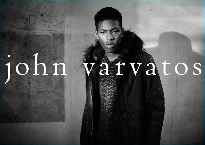 Sheani Gist wears a cable-knit sweater and parka from John Varvatos. » Fall Style Update: Discover John Varvatos' Latest Fashions Sheani Gist wears a cable-knit sweater and parka from John Varvatos.