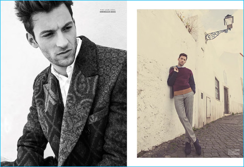 Lorna McGee outfits Jonathan Sampaio in looks from Ermenegildo Zegna and Tommy Hilfiger for L'Officiel Hommes Latvia.