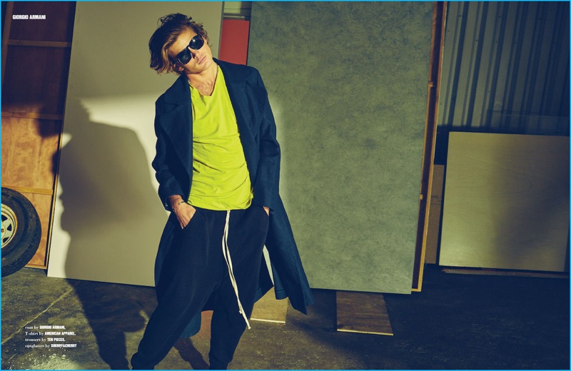 Channeling an effortless cool, Jordan Barrett models a long Giorgio Armani coat for 10 Men Australia. » Jordan Barrett Covers 10 Men Australia, Brings Young Cool to Fall Fashions Channeling an effortless cool, Jordan Barrett models a long Giorgio Armani coat for 10 Men Australia.