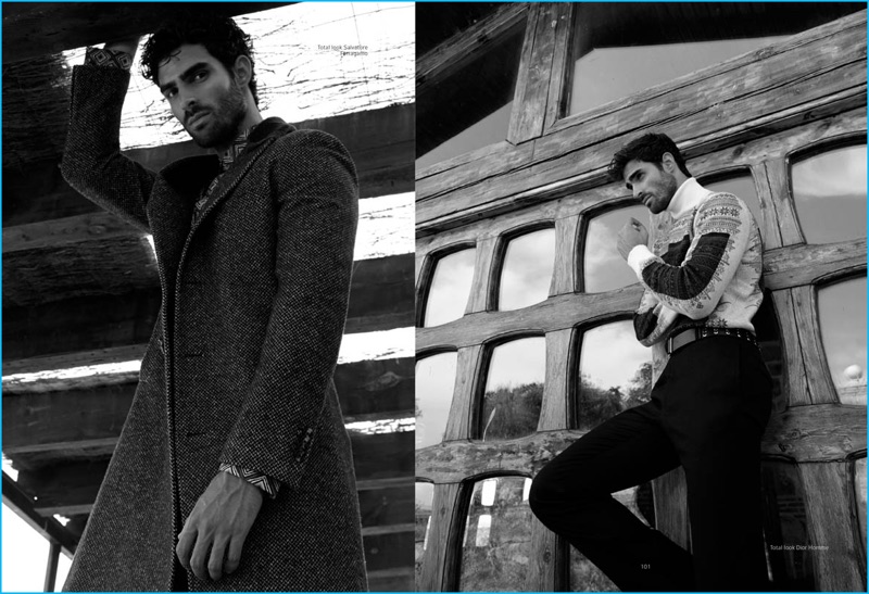 Blanca Puebla styles Juan Betancourt in Salvatore Ferragamo and Dior Homme for Gentleman Mexico.