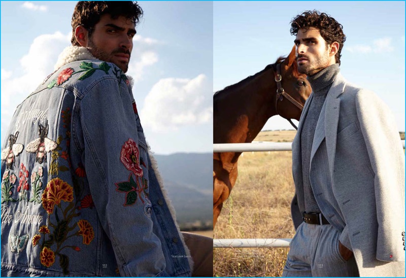 Appearing in an editorial for Gentleman Mexico, Juan Betancourt wears looks from Gucci and Brunello Cucinelli for Gentleman Mexico.