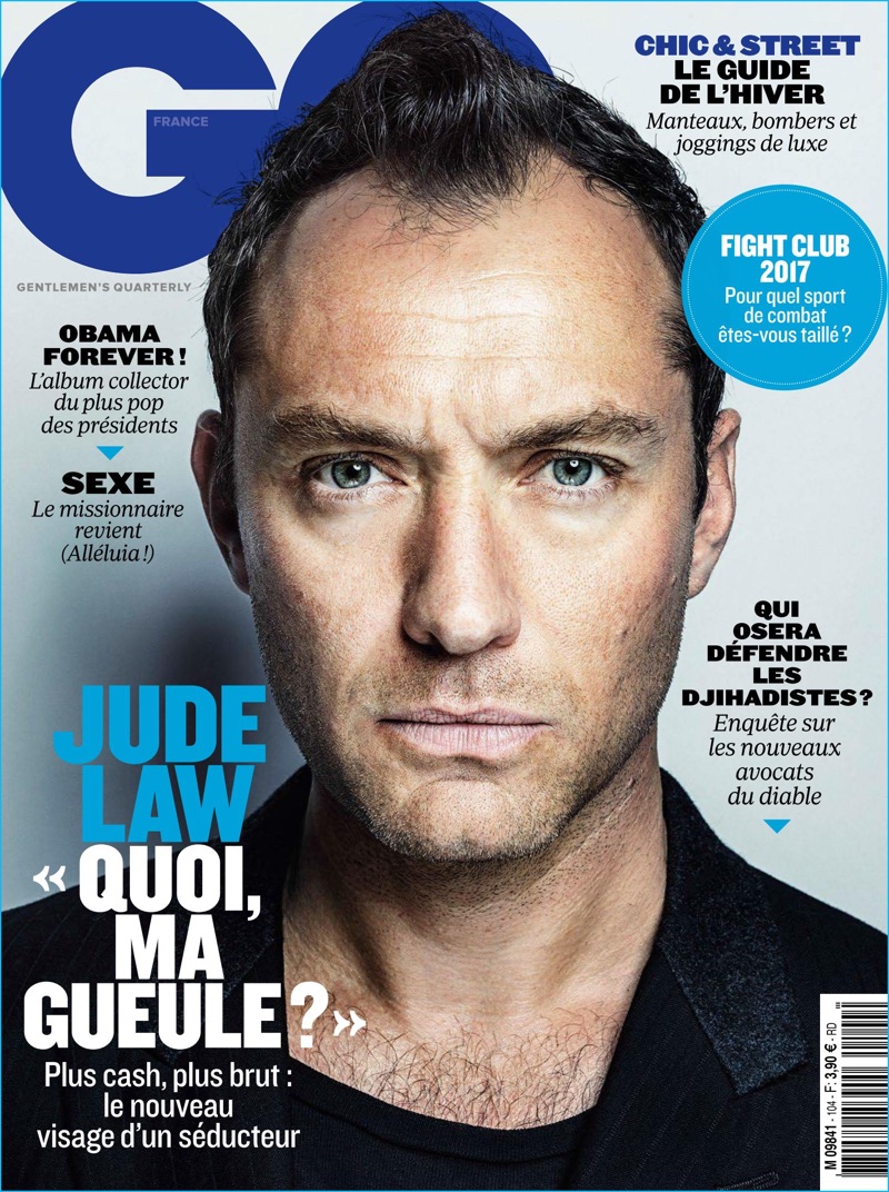 Jude Law covers the November 2016 issue of GQ France.