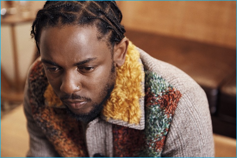 Rapper Kendrick Lamar wears a fall-winter 2016 coat from Prada.