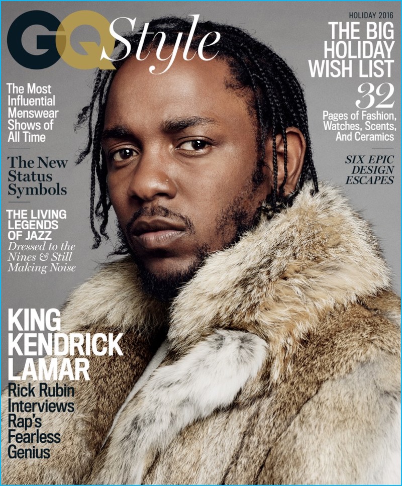 Kendrick Lamar covers American GQ Style in a fur coat from Michael Kors.