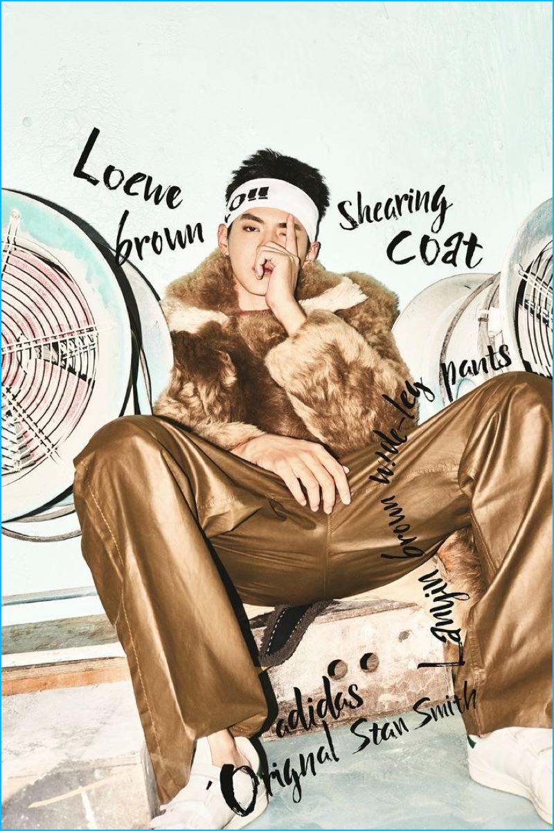 The life of the party, Kris Wu dons a Loewe shearling coat and Lanvin wide-leg pants for YOHO!