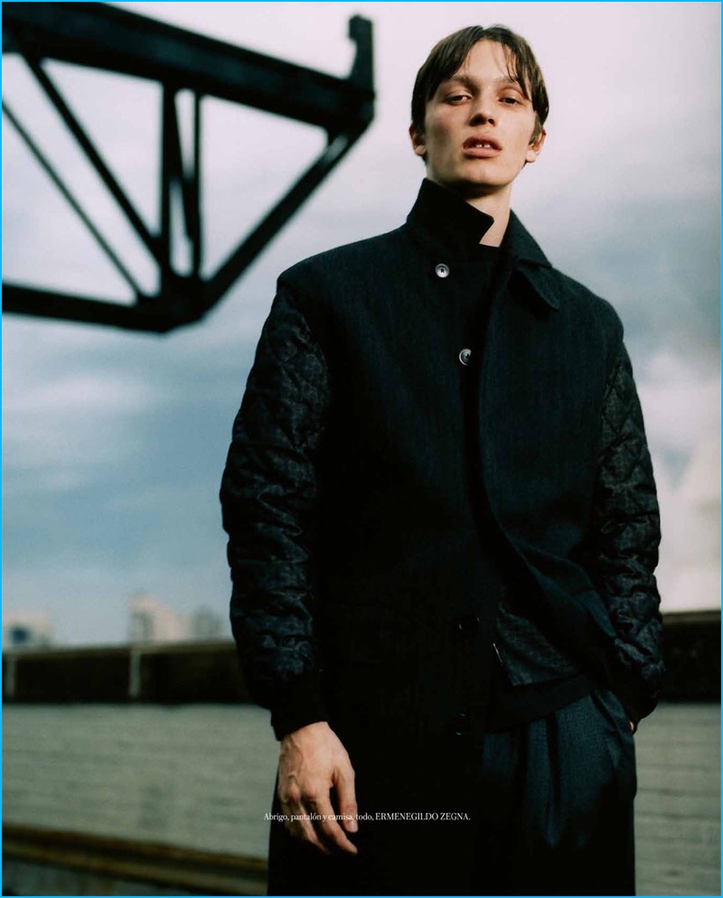 Samuel Francois styles Lucas Satherley in an ensemble from Ermenegildo Zegna for Icon El País.