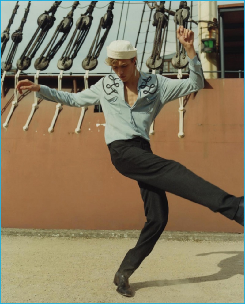 Stepping out in Lanvin, Lucky Blue Smith appears in an editorial for the latest issue of ES magazine.