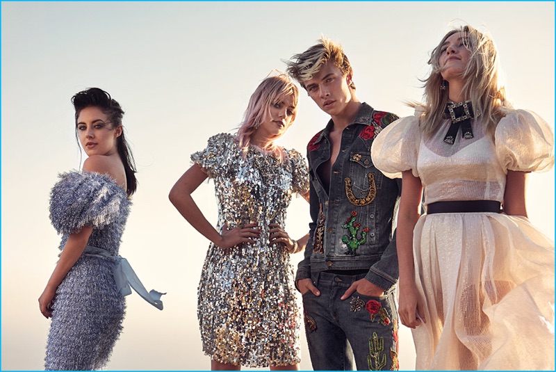 Lucky Blue Smith and his sisters wear fall-winter 2016 fashions from Dolce & Gabbana for C magazine.