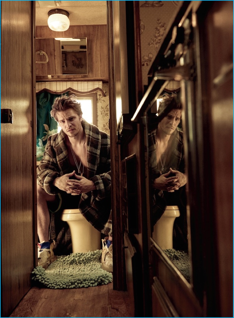 Andrew Mukamal styles Luke Grimes in a Fendi plaid coat with Stussy shorts for Interview magazine.
