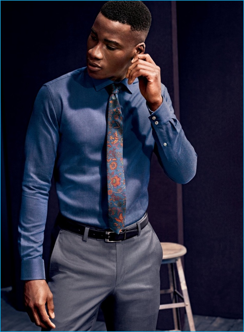David Agbodji wears smart professional essentials from Ted Baker London.