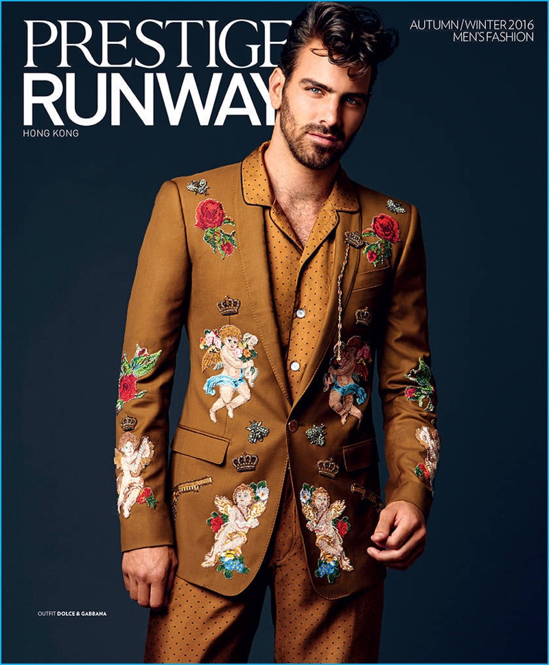 Nyle DiMarco covers Prestige Runway Hong Kong in a fall-winter 2016 look from Dolce & Gabbana.