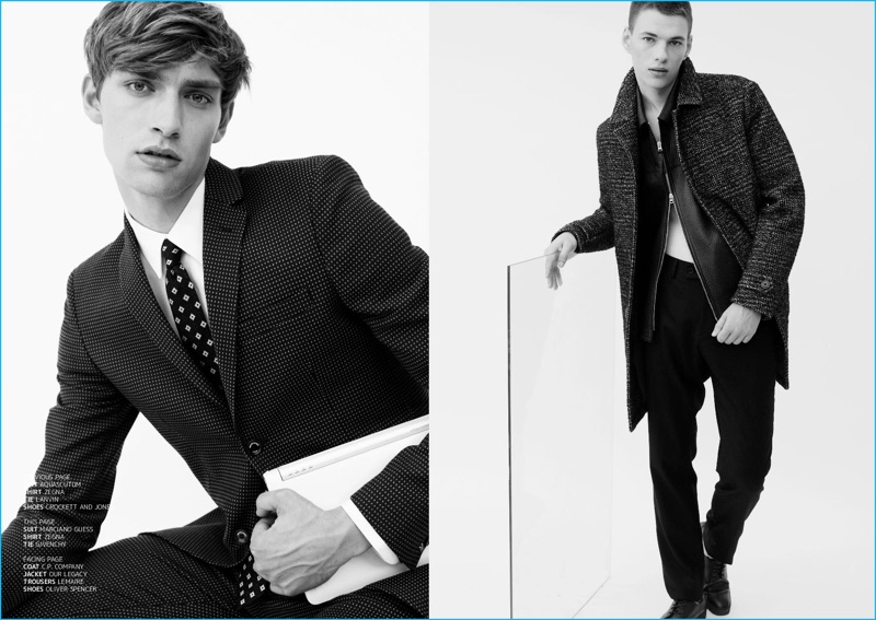 Pictured left to right, models George Le Page and Dove Dainauskas appear in an editorial for JÓN magazine.