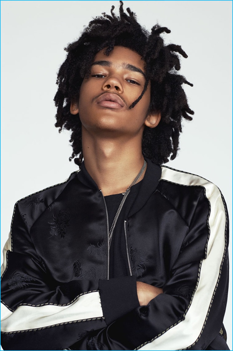 Damien Kim photographs Luka Sabbat in a bomber jacket for Ovadia & Sons' fall-winter 2016 campaign.
