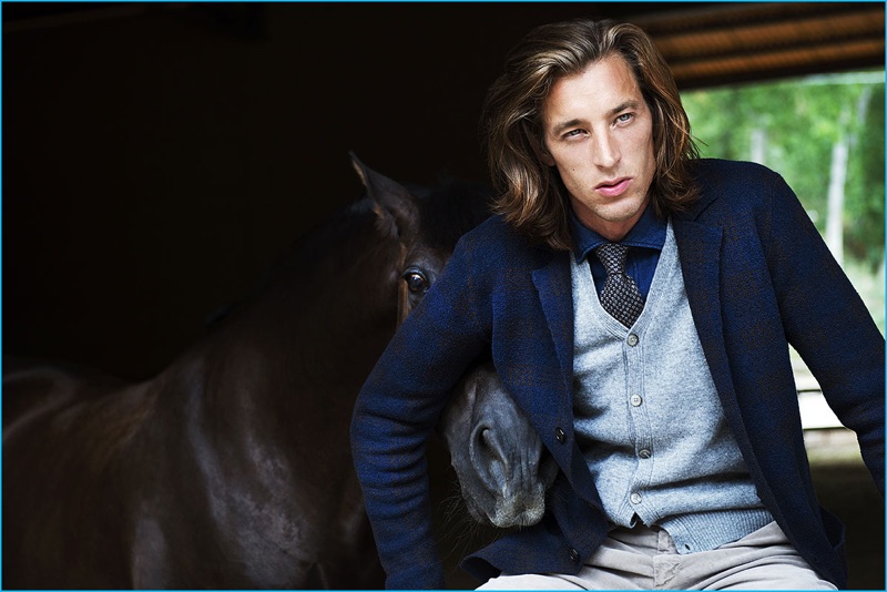 Paola Panicola photographs Joel Frampton alongside a horse for Paul Taylor's fall-winter 2016 imagery.