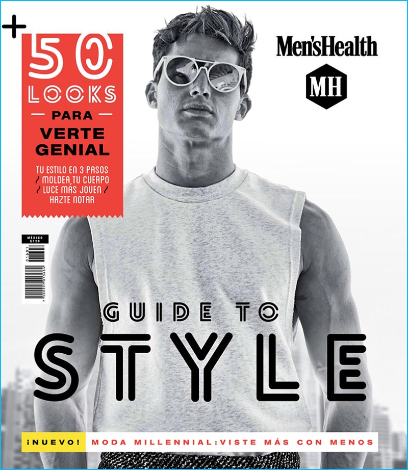 Rocking white framed Polaroid sunglasses, Pietro Boselli covers Men's Health México Guide to Style.