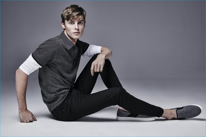 Janis Ancens is front and center in black jeans for River Island's fall-winter 2016 denim campaign.