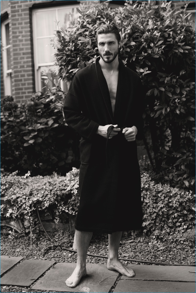 Kenneth Lam photographs Ryan Douglas in a luxurious terry robe from Polo Ralph Lauren.