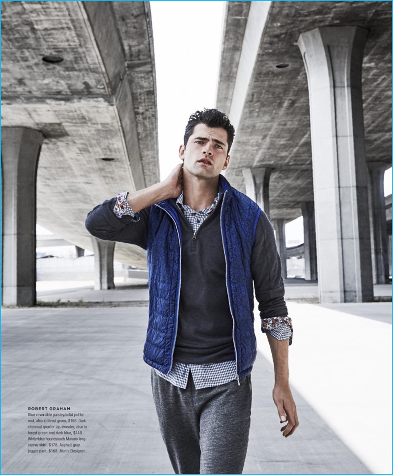 Sean O'Pry is a casual vision in fall layers from Robert Graham.