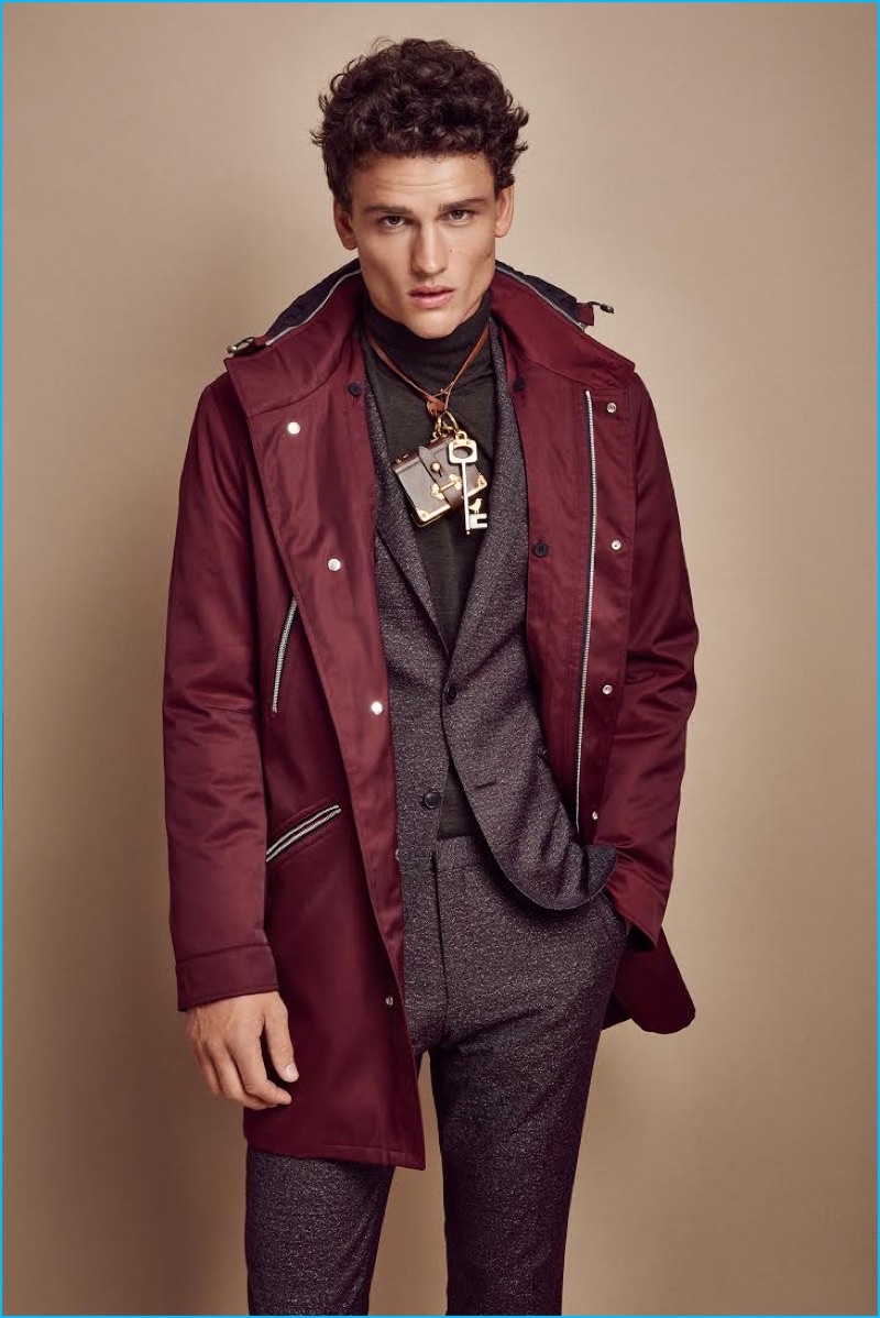 Jan Kralicek styles Simon Nessman in fall outerwear for GQ Portugal.