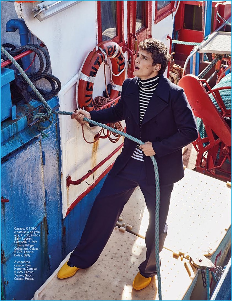 Branislav Simoncik photographs Simon Nessman in nautical styles from the likes of Saint Laurent and Tommy Hilfiger.