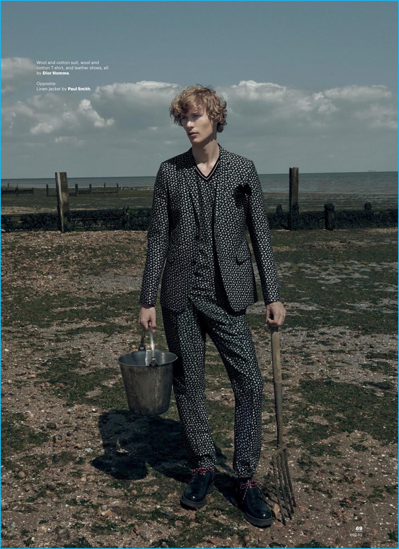 Sven de Vries dons a matching suit and t-shirt from Dior Homme for Esquire Singapore.