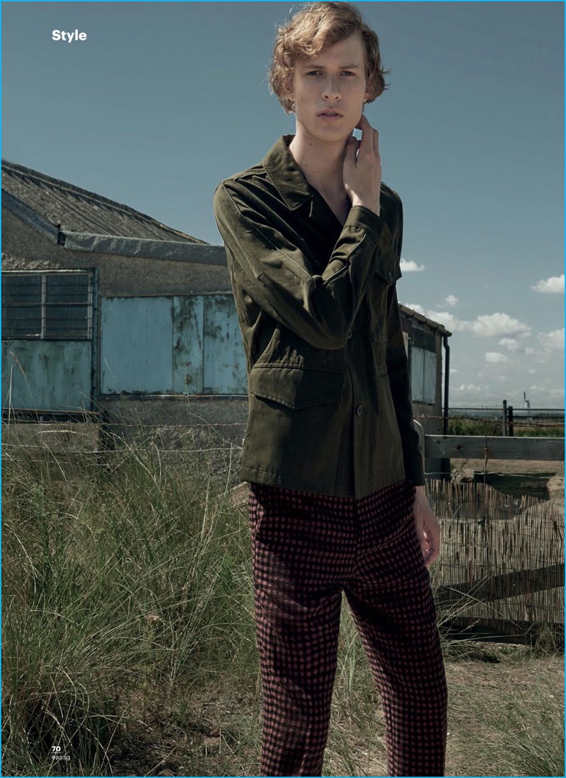 Sven de Vries models a linen shirt and check trousers from Paul Smith for Esquire Singapore.