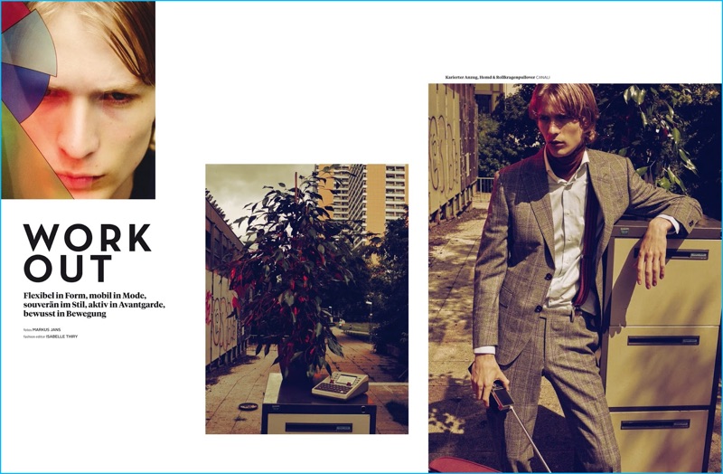 Suiting up in Canali, Sven de Vries stars in an editorial for L'Officiel Hommes.