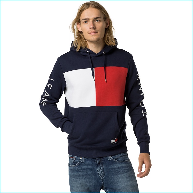 Ton Heukels wears Tommy Jeans Big Flag Hoodie.