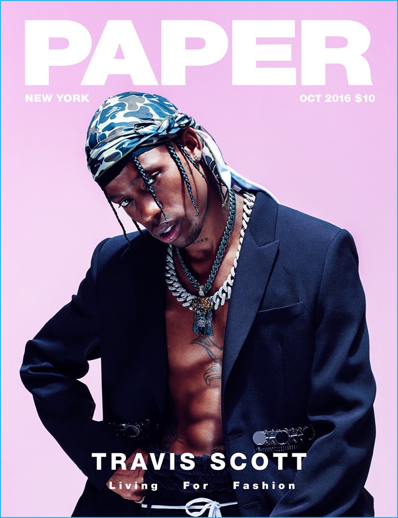 Travis Scott covers the October 2016 issue of Paper magazine.