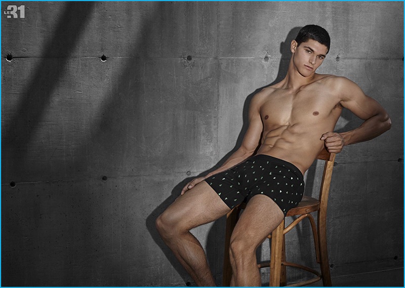 Trevor Signorino models mini print underwear from Simons' LE 31.