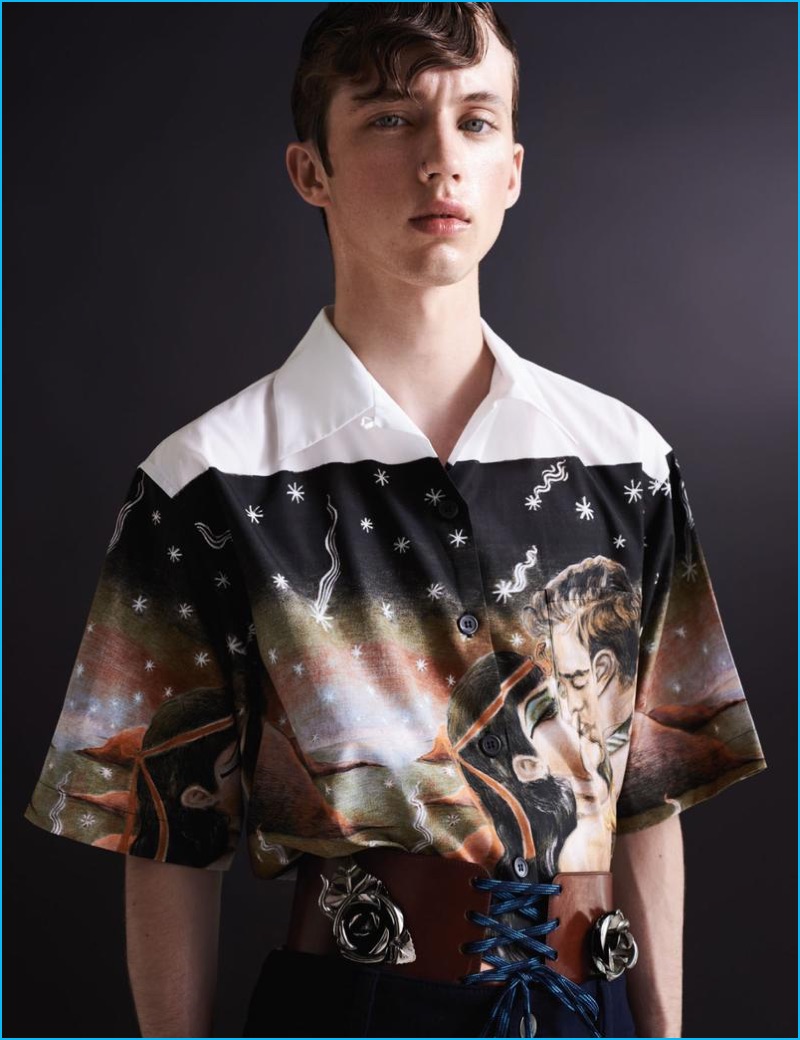 Front and center, Troye Sivan models a fall-winter 2016 look from Prada.