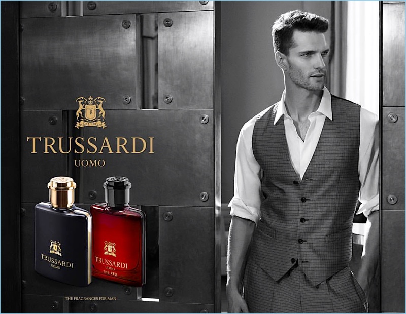 Tomas Skoloudik stars in Trussardi Uomo's fragrance campaign.