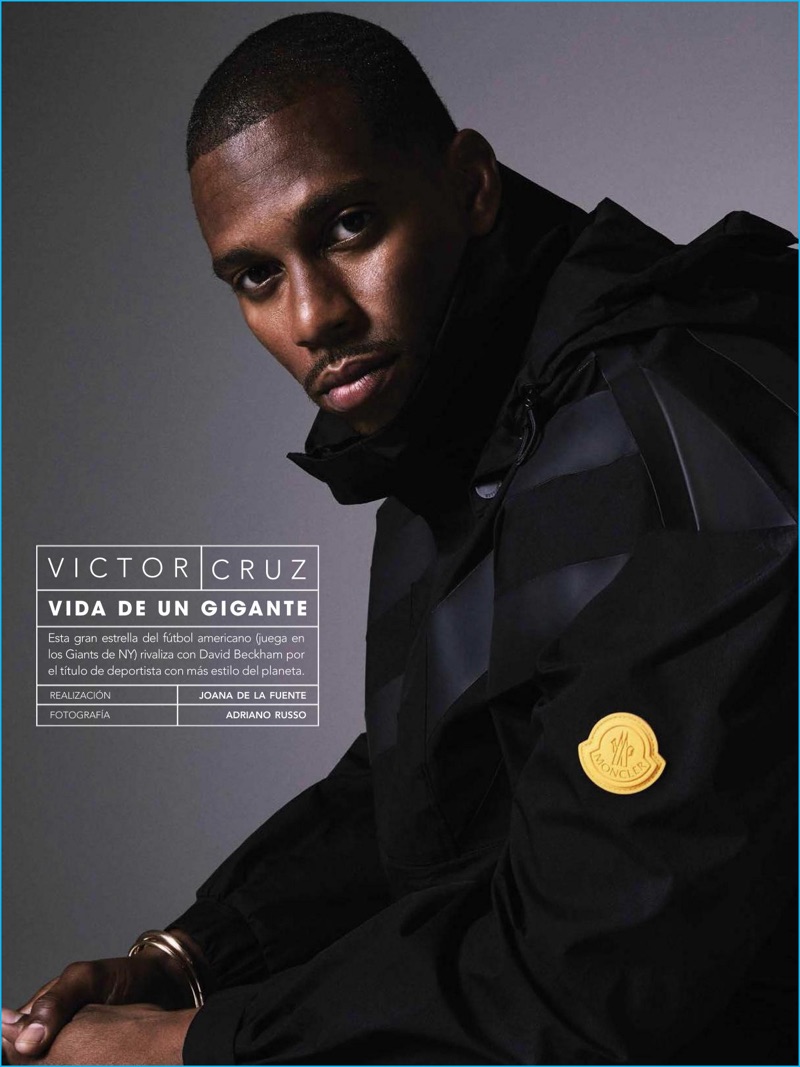 Victor Cruz photographed in Moncler O for the October 2016 issue of GQ España.