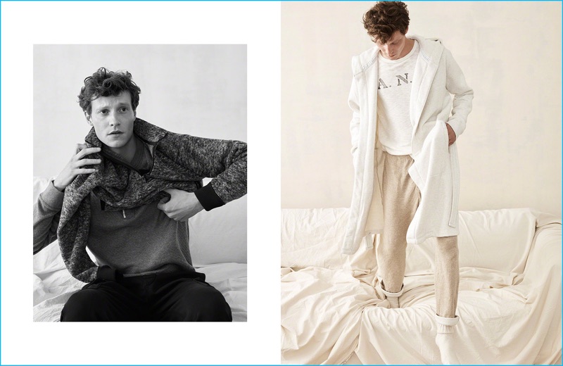 Model Matthew Hitt dons fleece fashions from Abercrombie & Fitch's latest men's arrivals.