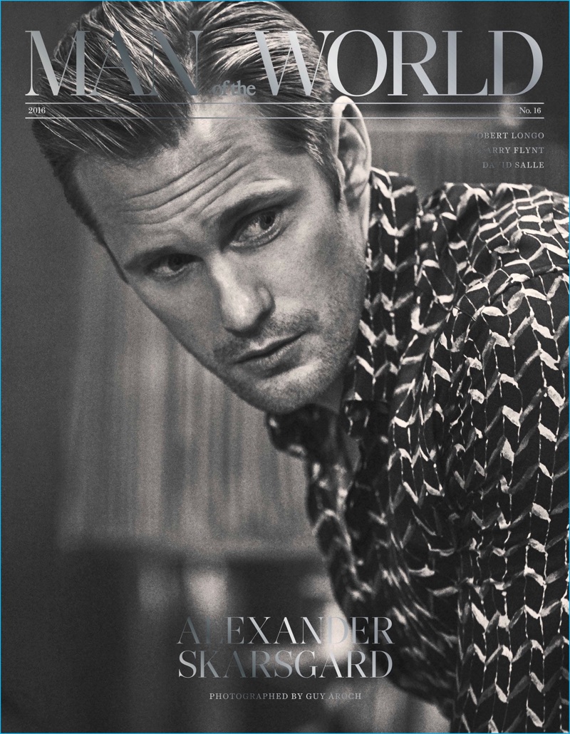 Alexander Skarsgård covers the most recent issue of Man of the World.