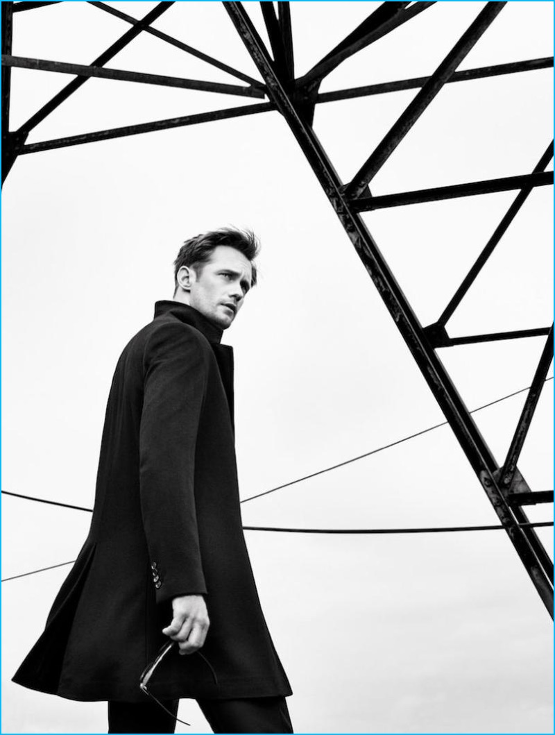 Stylist Elin Svahn outfits Alexander Skarsgård for Dior magazine.