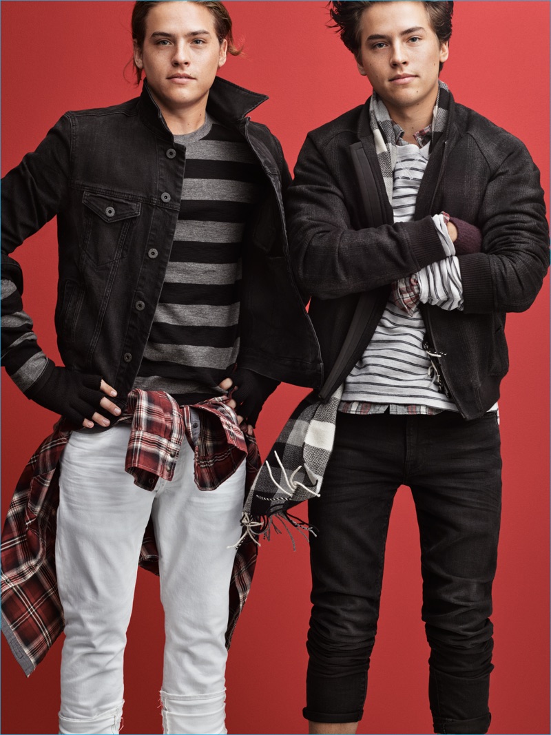 Brothers Cole and Dylan Sprouse charm in American Eagle's holiday 2016 campaign.