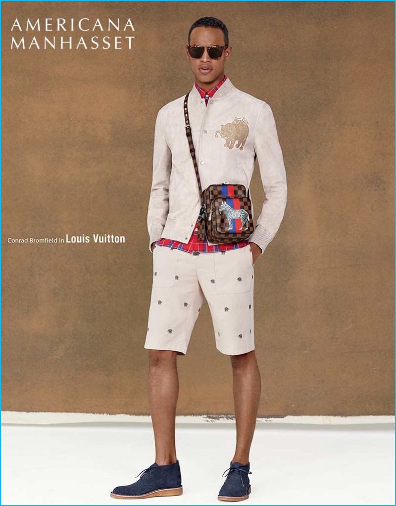 Conrad Bromfield models a resort look from Parisian fashion house Louis Vuitton.