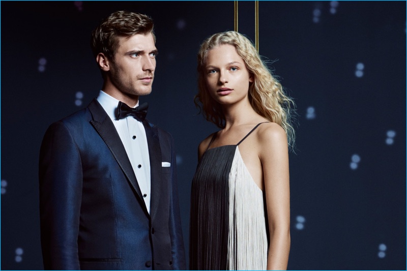 Models Clément Chabernaud and Frederikke Sofie star in BOSS' holiday 2016 campaign.