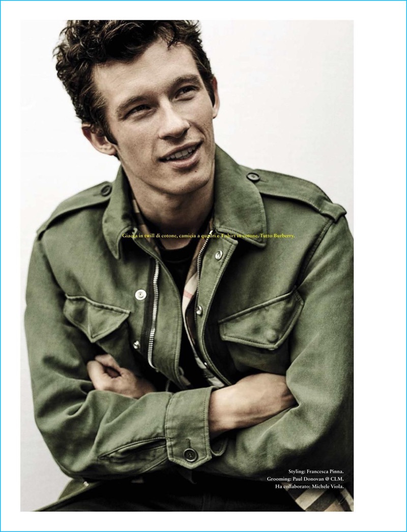 Burberry's current campaign star, Callum Turner wears the brand's latest fashions for GQ Italia.