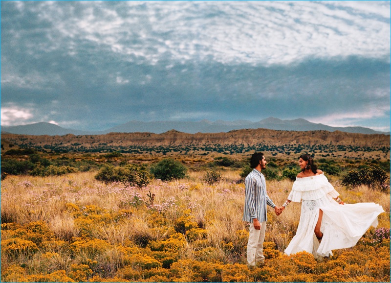 Starring in a fashion spread for the December 2016 issue of Vogue, actor Dev Patel links up with model Imaan Hammam.