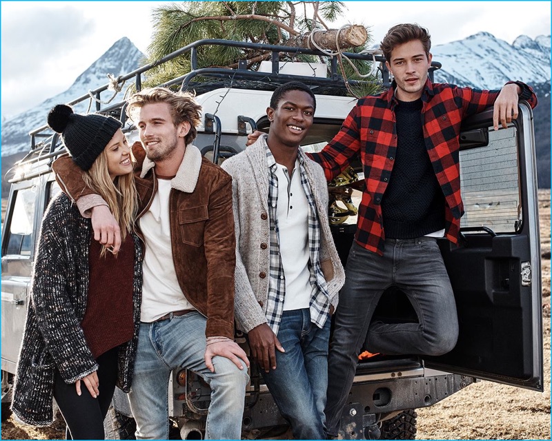 Models RJ King, Hamid Onifade, and Francisco Lachowski star in Express' holiday 2016 campaign.
