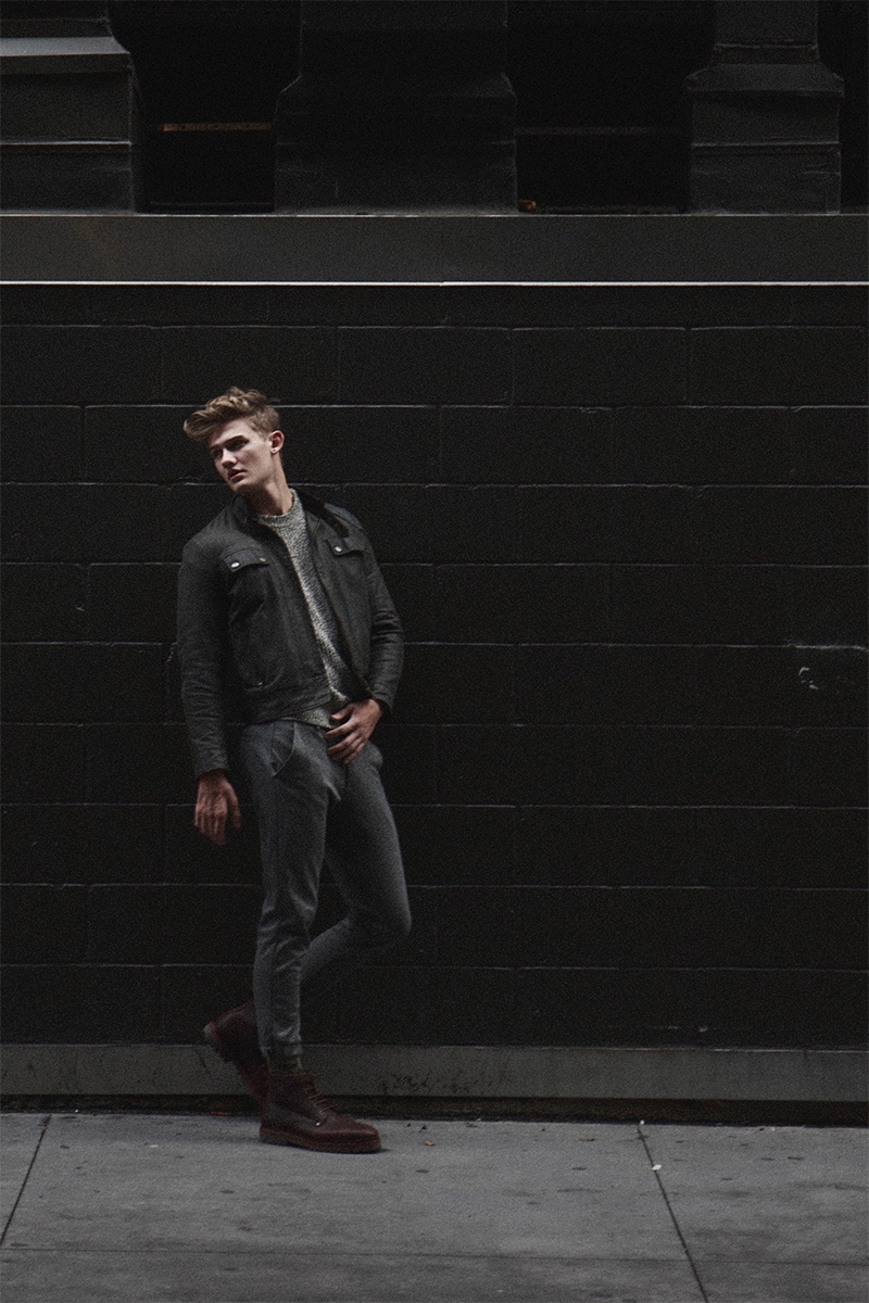 Tyler wears jacket Belstaff, sweater Paul Smith, trousers and boots Barneys New York.