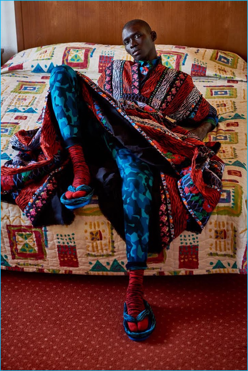 Jan Kralicek styles Fernando Cabral in a wardrobe featuring Kenzo's H&M collaboration.