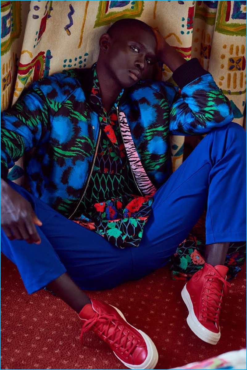 Fernando Cabral is front and center in a look from Kenzo's H&M collaboration.