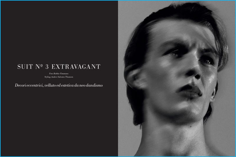 Robbie Fimmano photographs Finnlay Davis for an editorial in L'Officiel Hommes.
