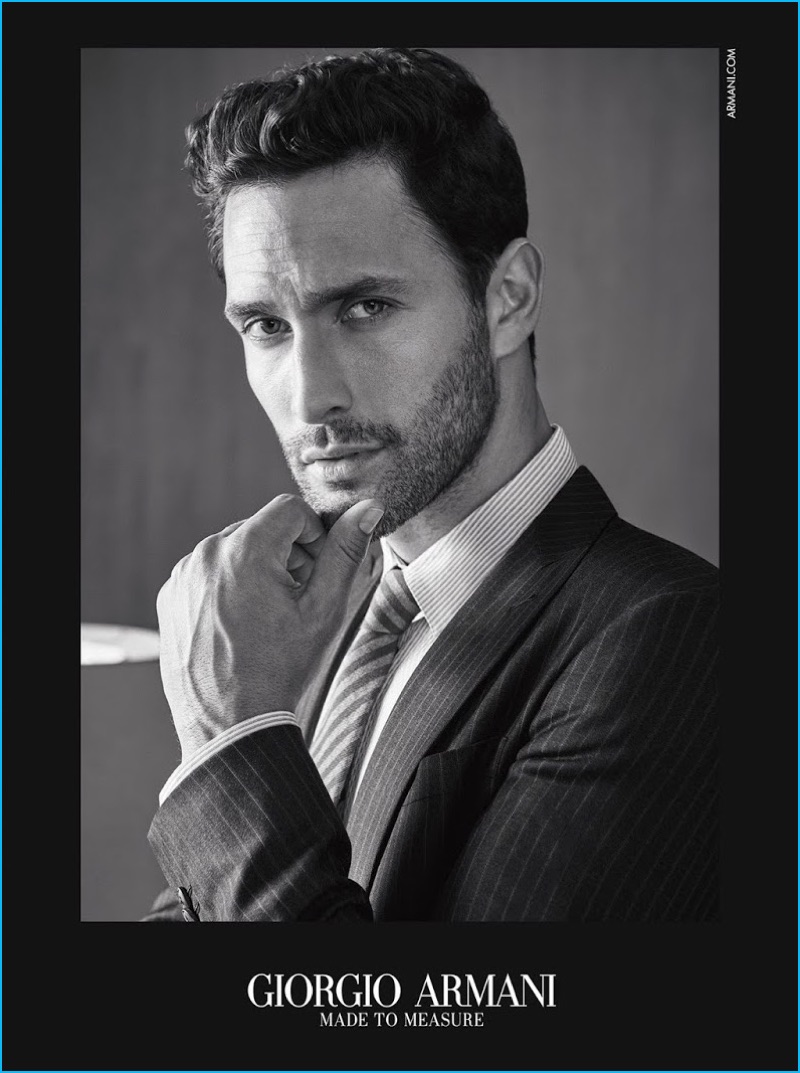 Noah Mills stars in Giorgio Armani Made to Measure's fall-winter 2016 campaign.