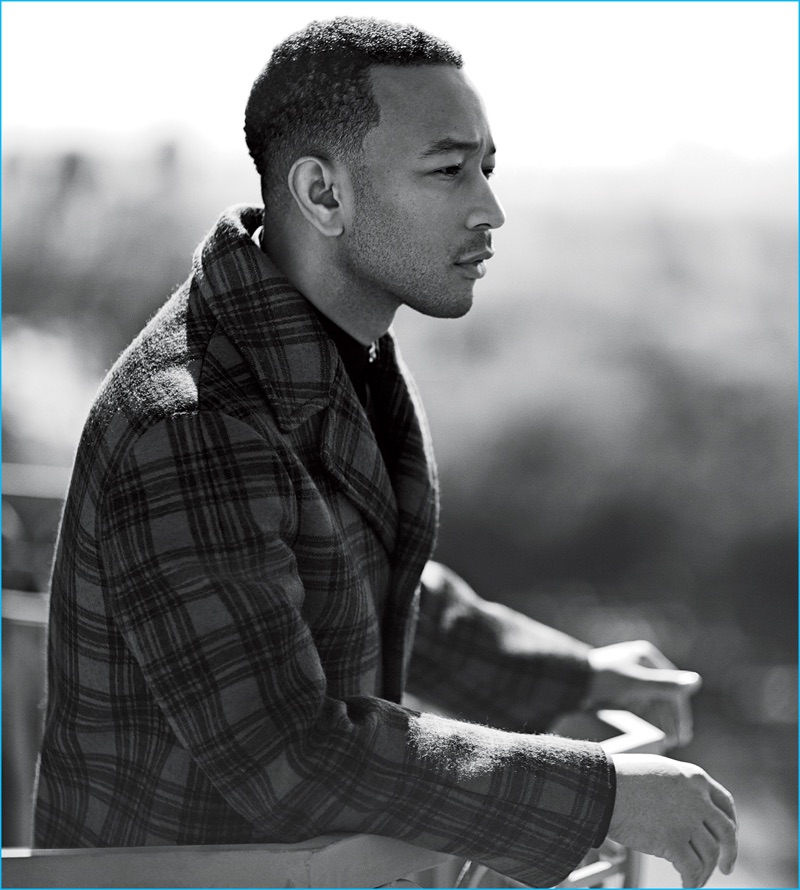 Mike Rosenthal photographs John Legend in a check Gucci coat with a Prada shirt. » John Legend Covers Gotham Magazine, Dishes on New Music Mike Rosenthal photographs John Legend in a check Gucci coat with a Prada shirt.