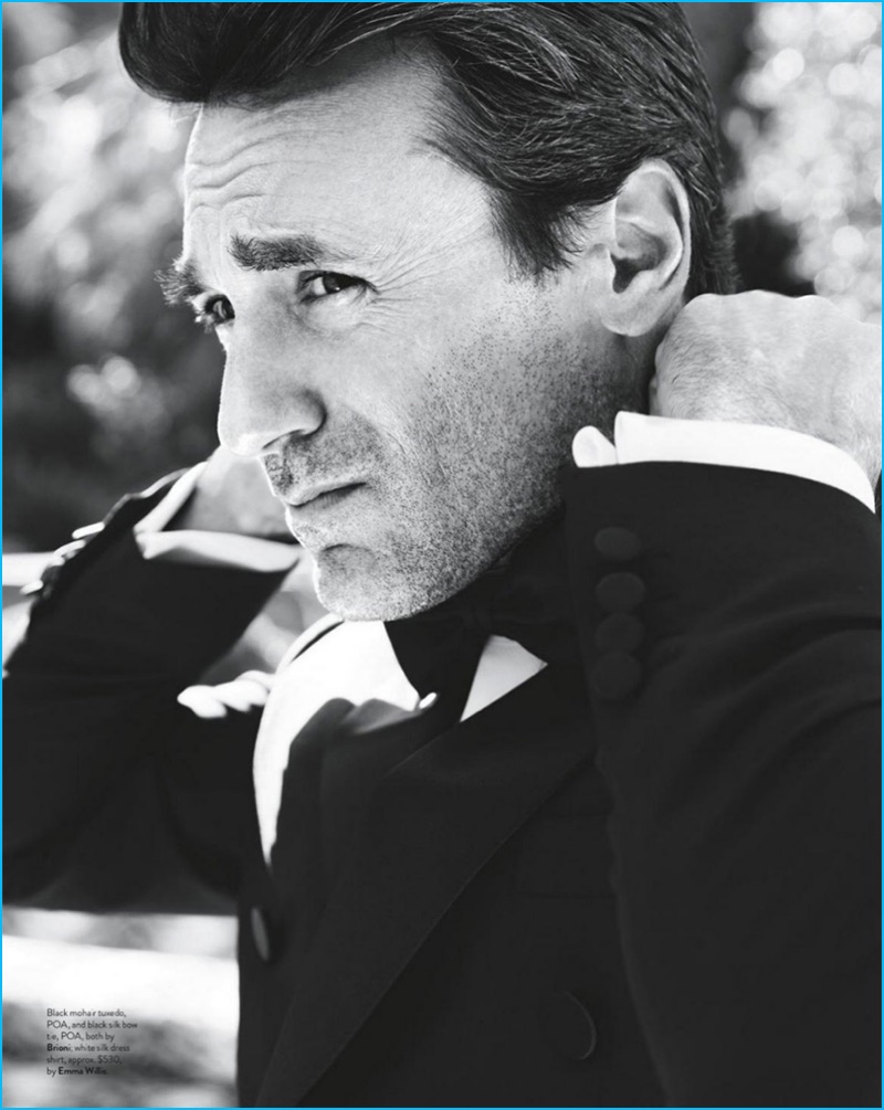 Doug Inglish photographs Jon Hamm in a tuxedo and bow-tie by Brioni with an Emma Willis shirt.